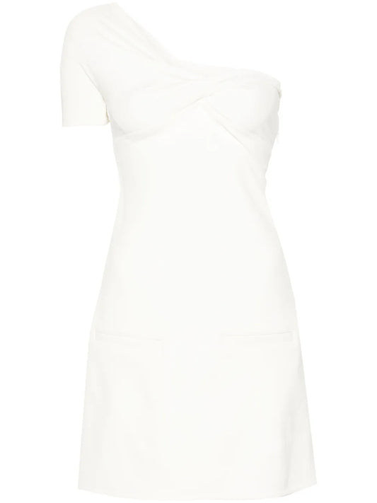 One-Shoulder Twist Crepe Minidress