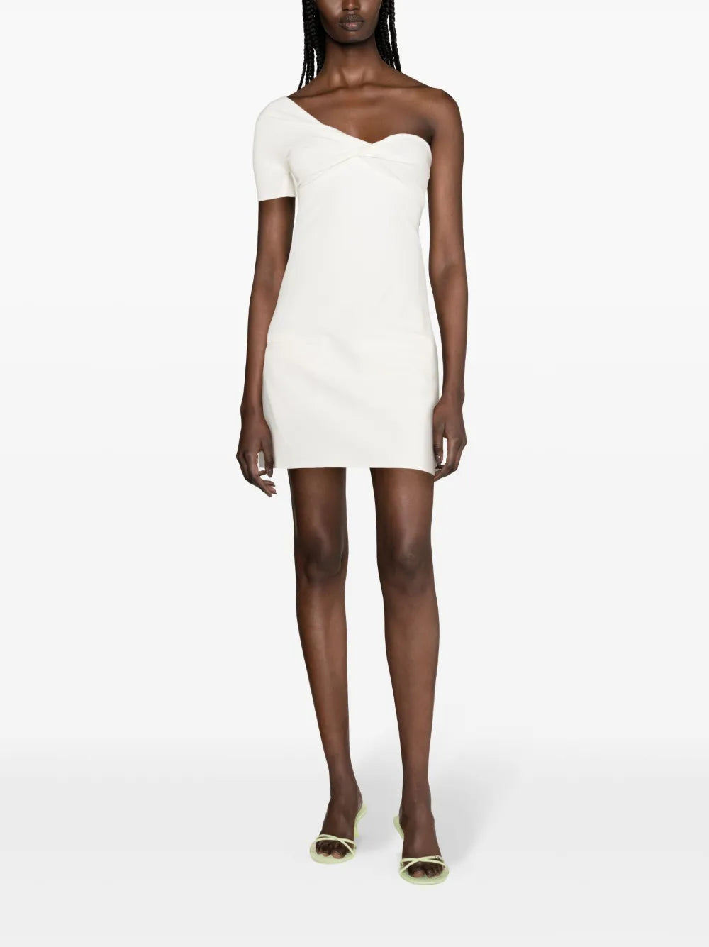 One-Shoulder Twist Crepe Minidress