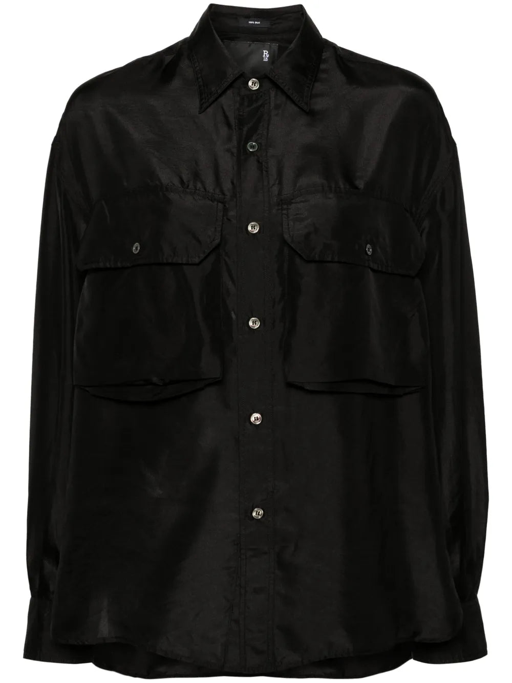 Flap-Pockets Silk Shirt