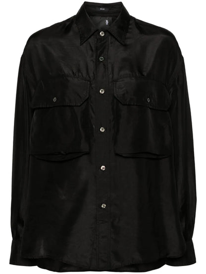 Flap-Pockets Silk Shirt