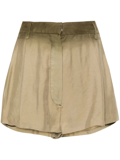 Pleated Silk Shorts