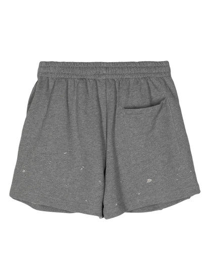 Slogan-Print Distressed Track Shorts