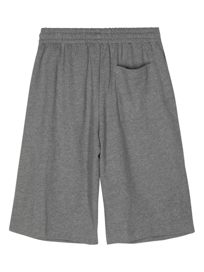 Slogan-Print Distressed Cotton Track Shorts