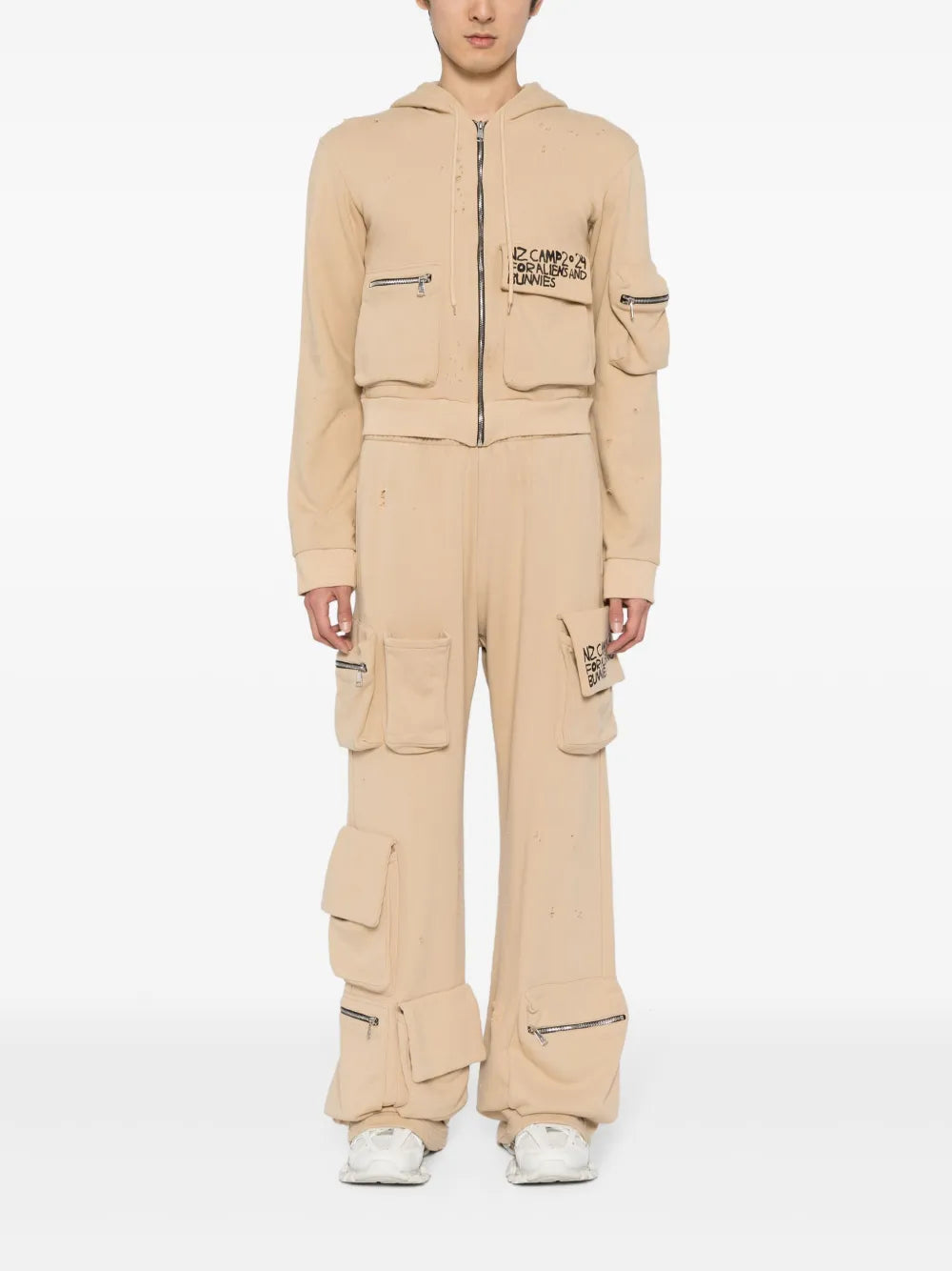 Camp-Slogan Cargo-Pocket Hoodie