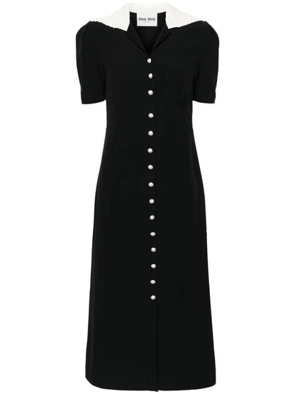 Crystal-Embellished Crepe Flared Dress