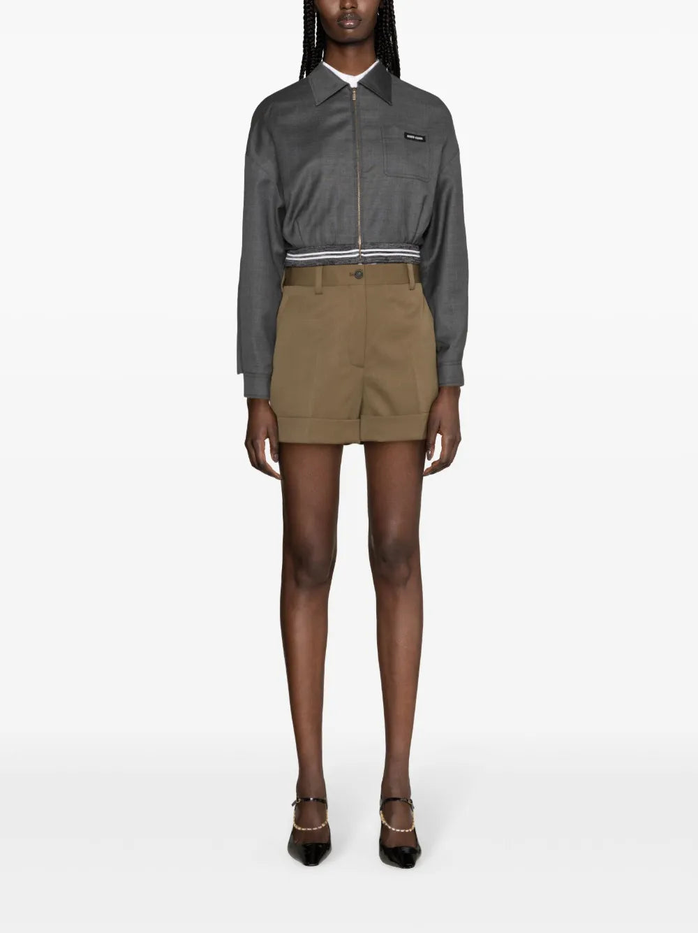 Logo-Patch Wide-Leg Tailored Shorts