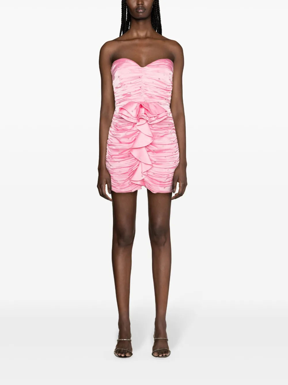 Crystal-Embellished Ruched Minidress