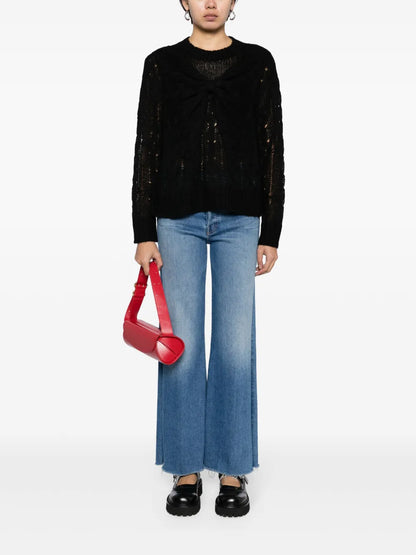 Bow-Embellished Cable-Knit Jumper