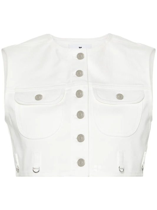 Cropped Denim Vest
