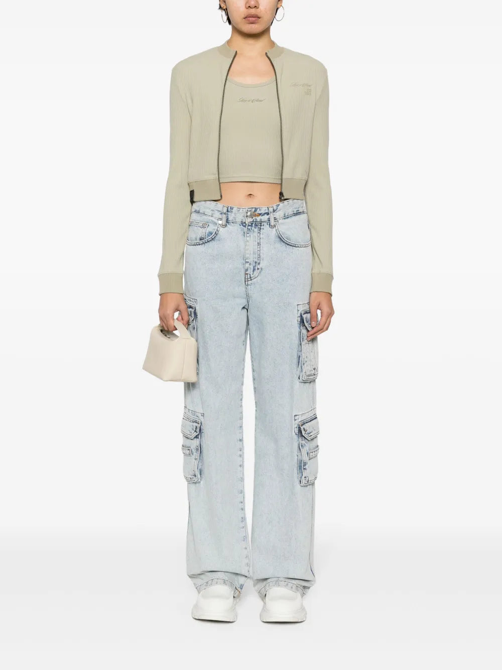 Slogan-Print Ribbed Cardigan