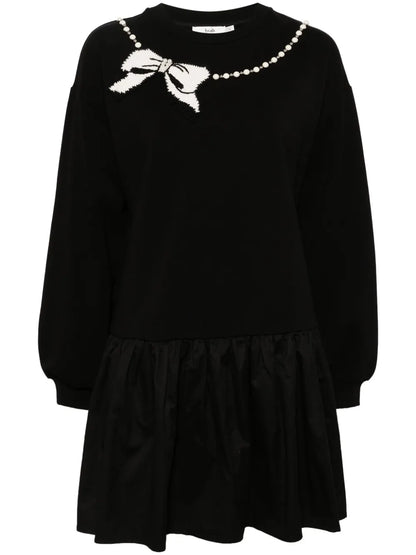 Bow-Intarsia Knitted Dress