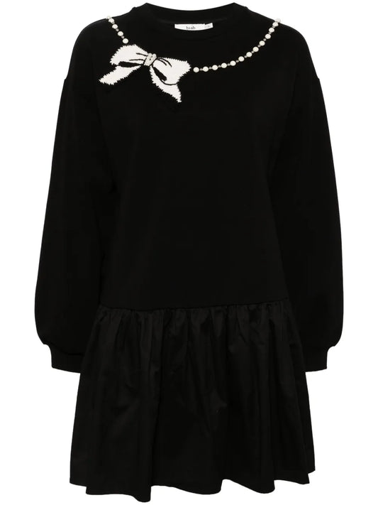 Bow-Intarsia Knitted Dress