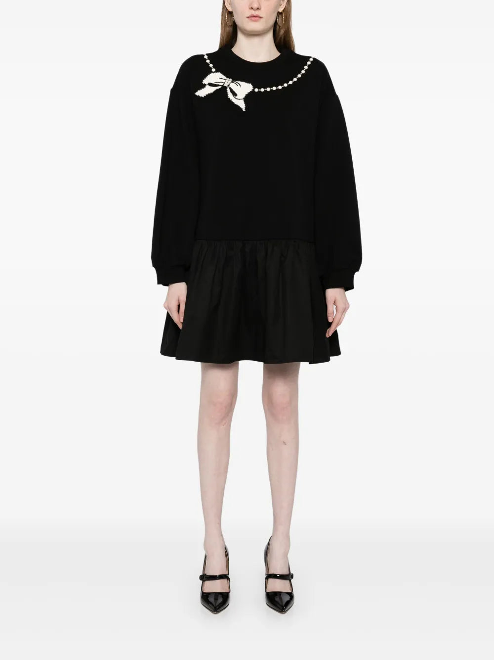 Bow-Intarsia Knitted Dress