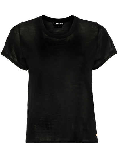Logo-Plaque Silk T-Shirt