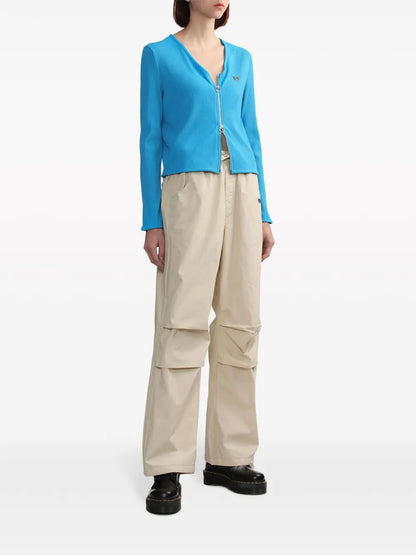 Zip-Up Ribbed-Knit Cardigan