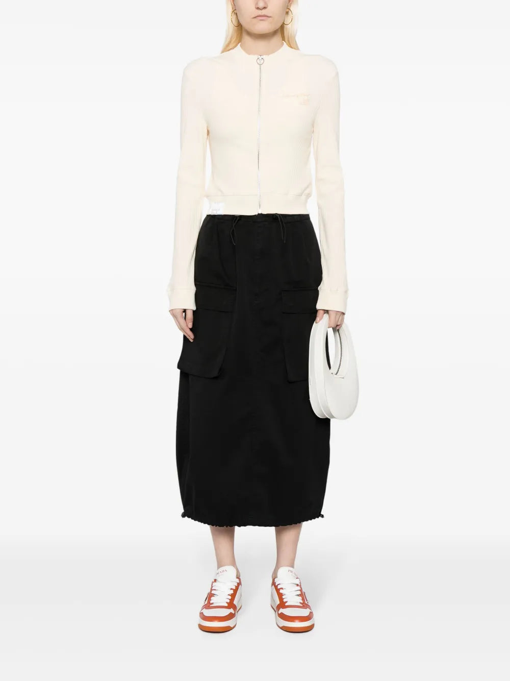 Slogan-Print Ribbed Cardigan
