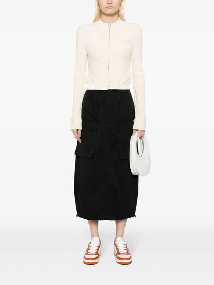 Slogan-Print Ribbed Cardigan