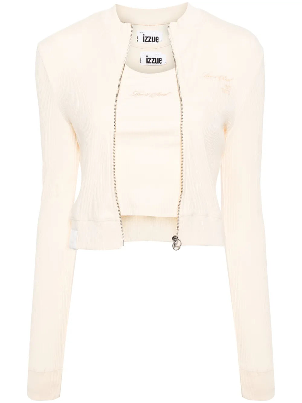 Slogan-Print Ribbed Cardigan