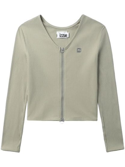 Logo-Plaque Cotton Cardigan