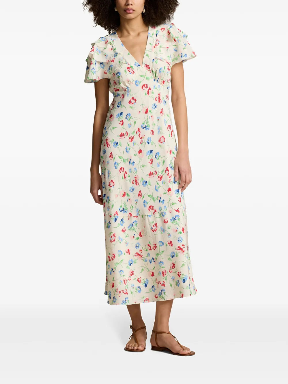 Floral-Print Silk Midi Dress