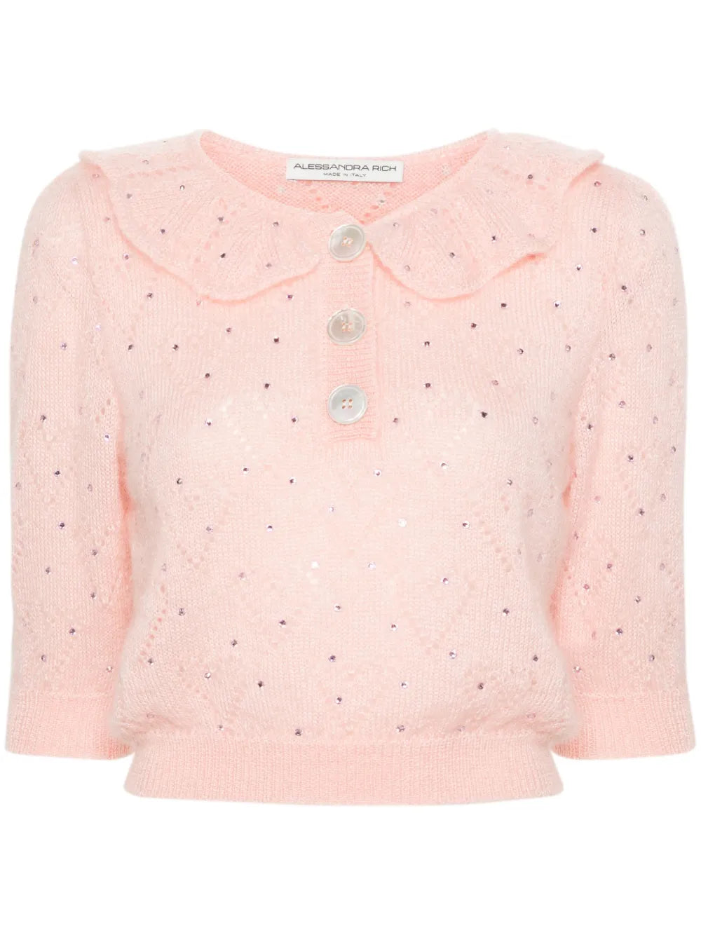 Crystal-Embellished Cropped Blouse