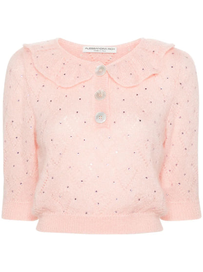 Crystal-Embellished Cropped Blouse