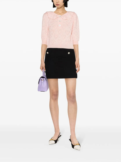 Crystal-Embellished Cropped Blouse