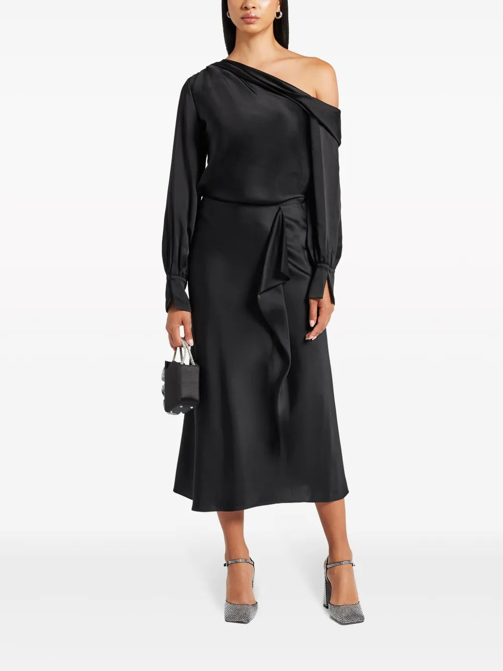 Alice Cold-Shoulder Satin Blouse
