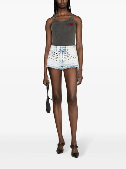 Studded Denim Shorts