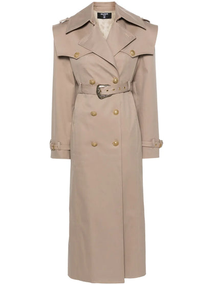 Double-Breasted Twill Maxi Coat