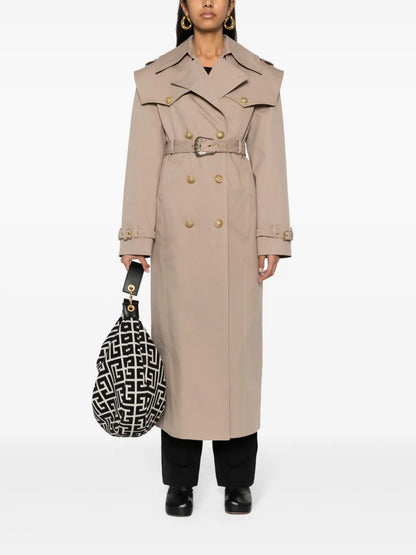 Double-Breasted Twill Maxi Coat