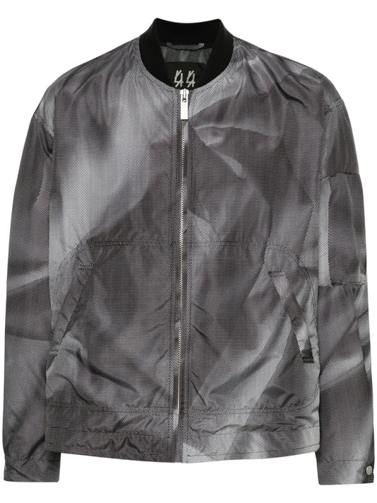 Crinkle Graphic-Print Bomber Jacket