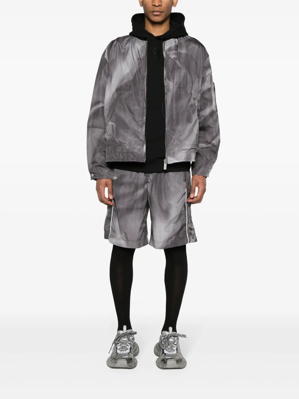 Crinkle Graphic-Print Bomber Jacket