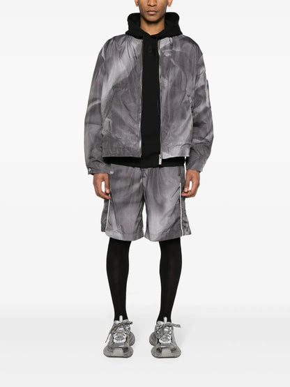 Crinkle Graphic-Print Bomber Jacket