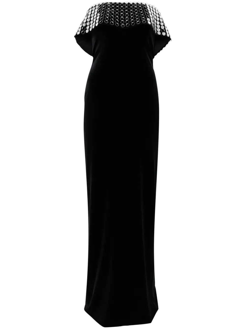 Mirror-Embellished Velvet Gown