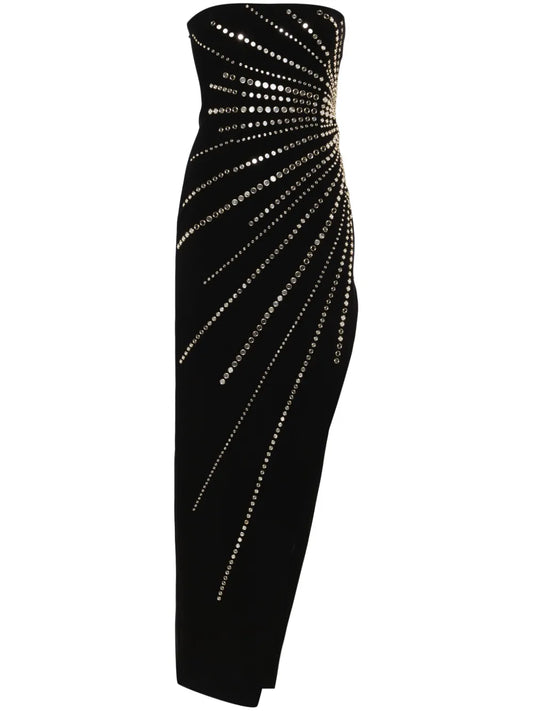 Mirrored-Studs Asymmetric Maxi Dress