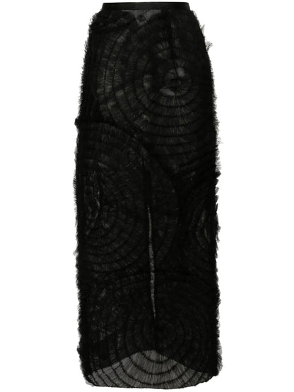 Ruffled Sheer Maxi Skirt