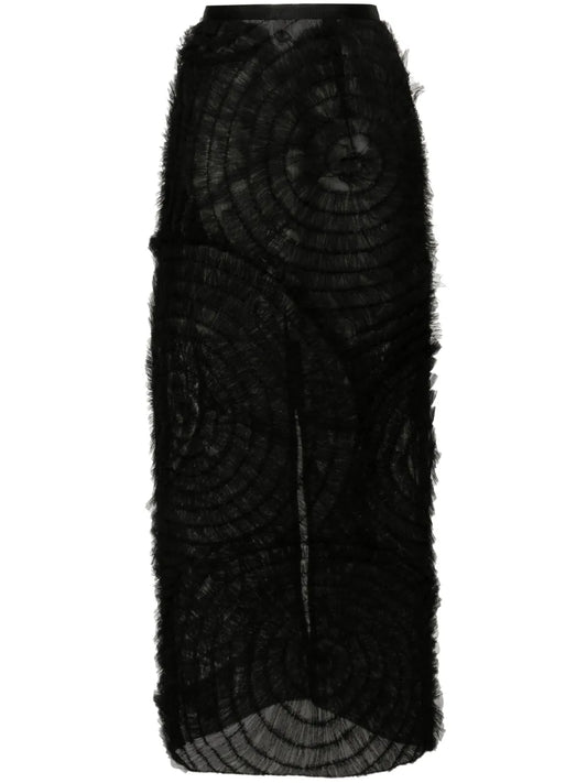Ruffled Sheer Maxi Skirt