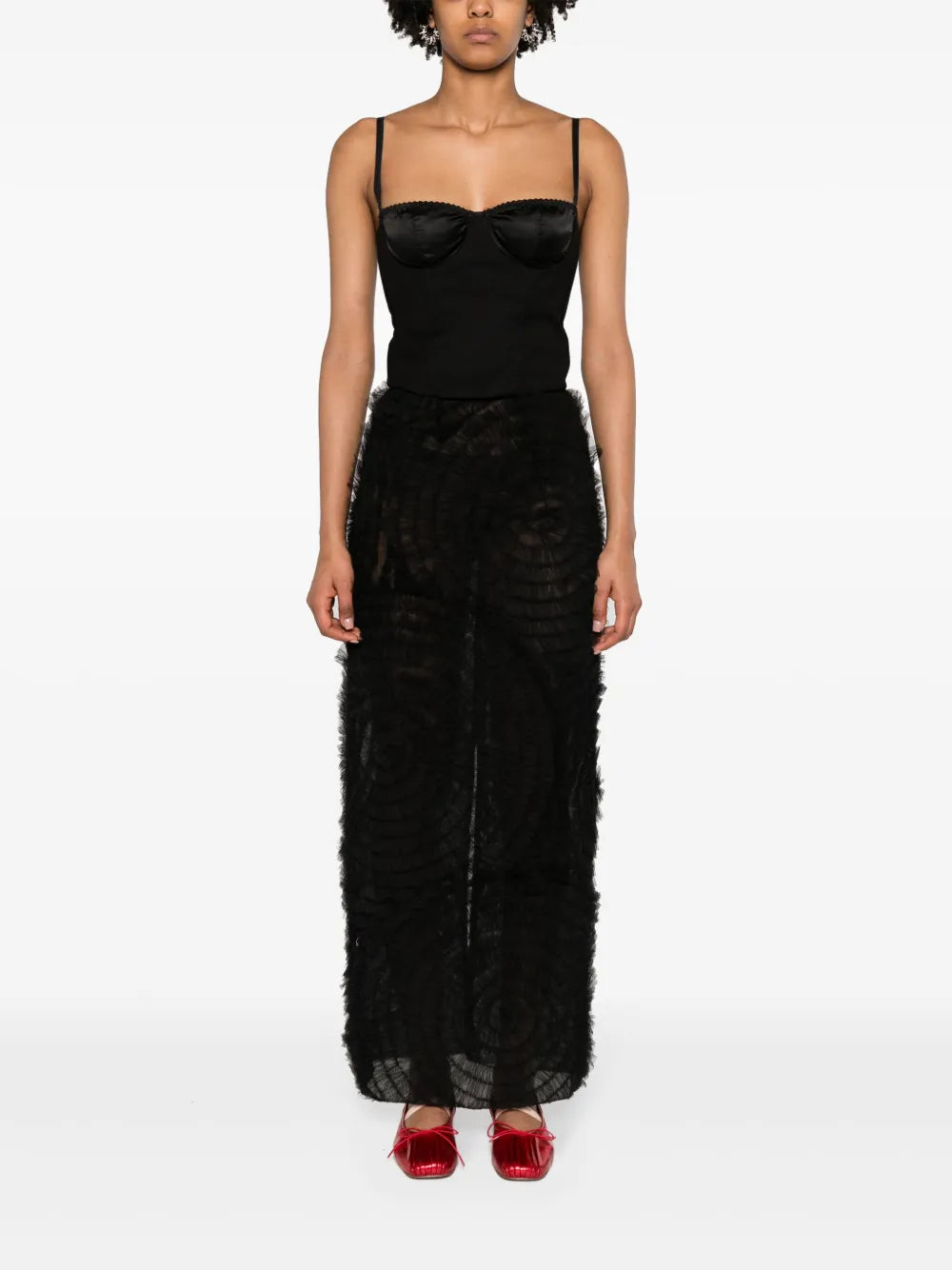 Ruffled Sheer Maxi Skirt