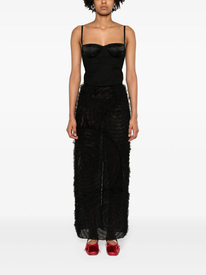 Ruffled Sheer Maxi Skirt