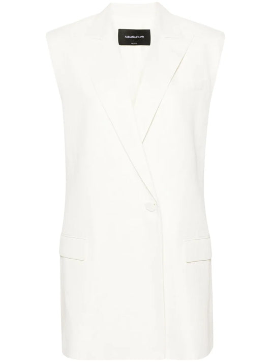 Single-Breasted Linen-Blend Gilet