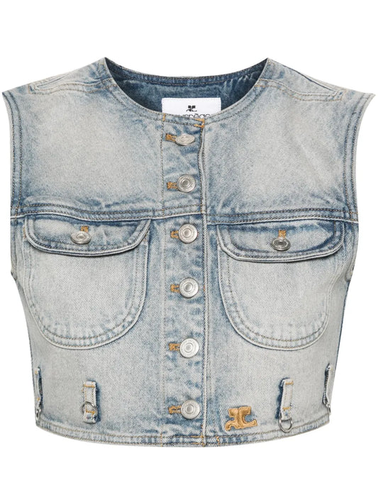 Multiflex Cropped Denim Vest