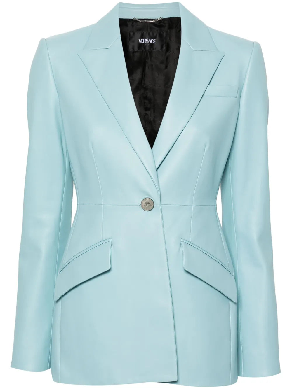 Single-Breasted Leather Blazer