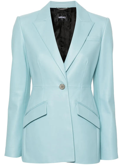 Single-Breasted Leather Blazer
