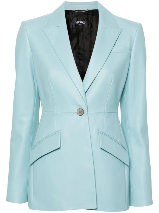 Single-Breasted Leather Blazer