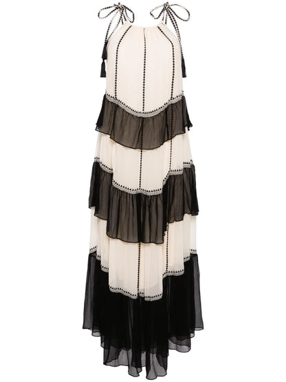 Delilah Ruffled Silk Midi Dress