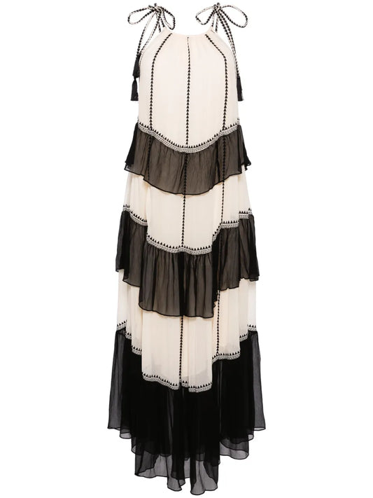 Delilah Ruffled Silk Midi Dress