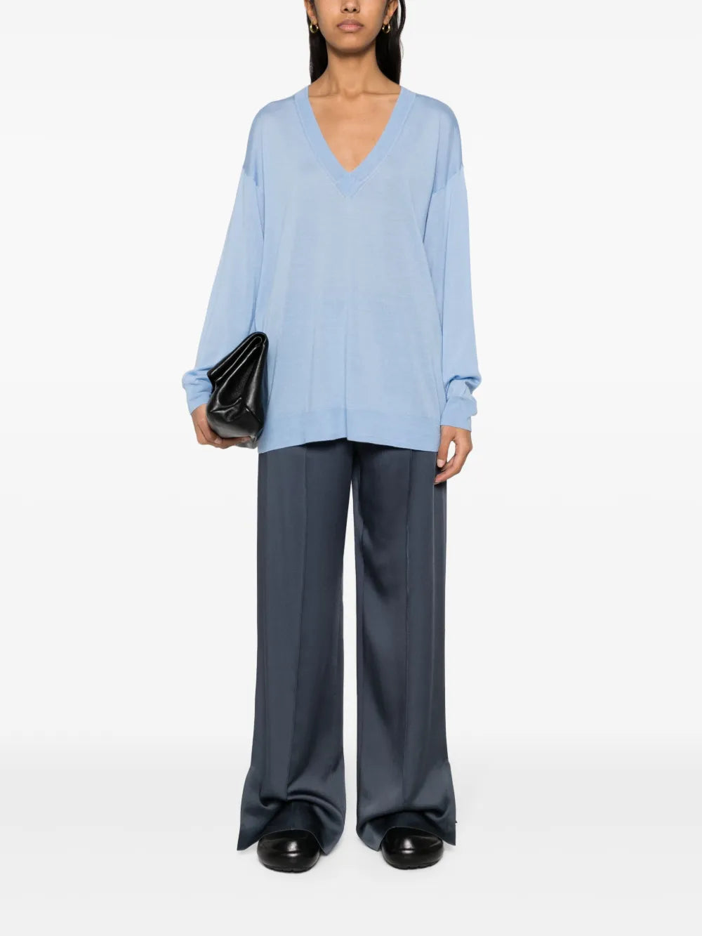 V-Neck Wool-Silk Jumper