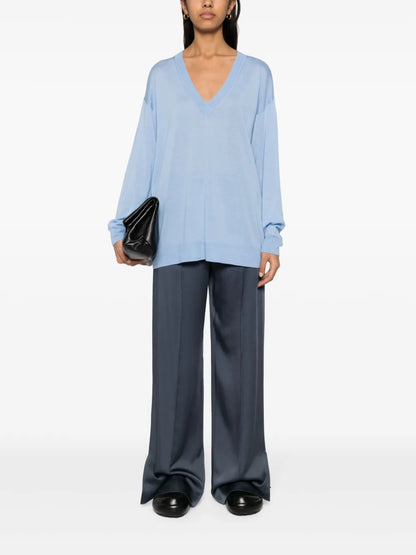 V-Neck Wool-Silk Jumper