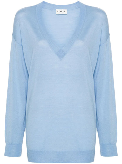 V-Neck Wool-Silk Jumper